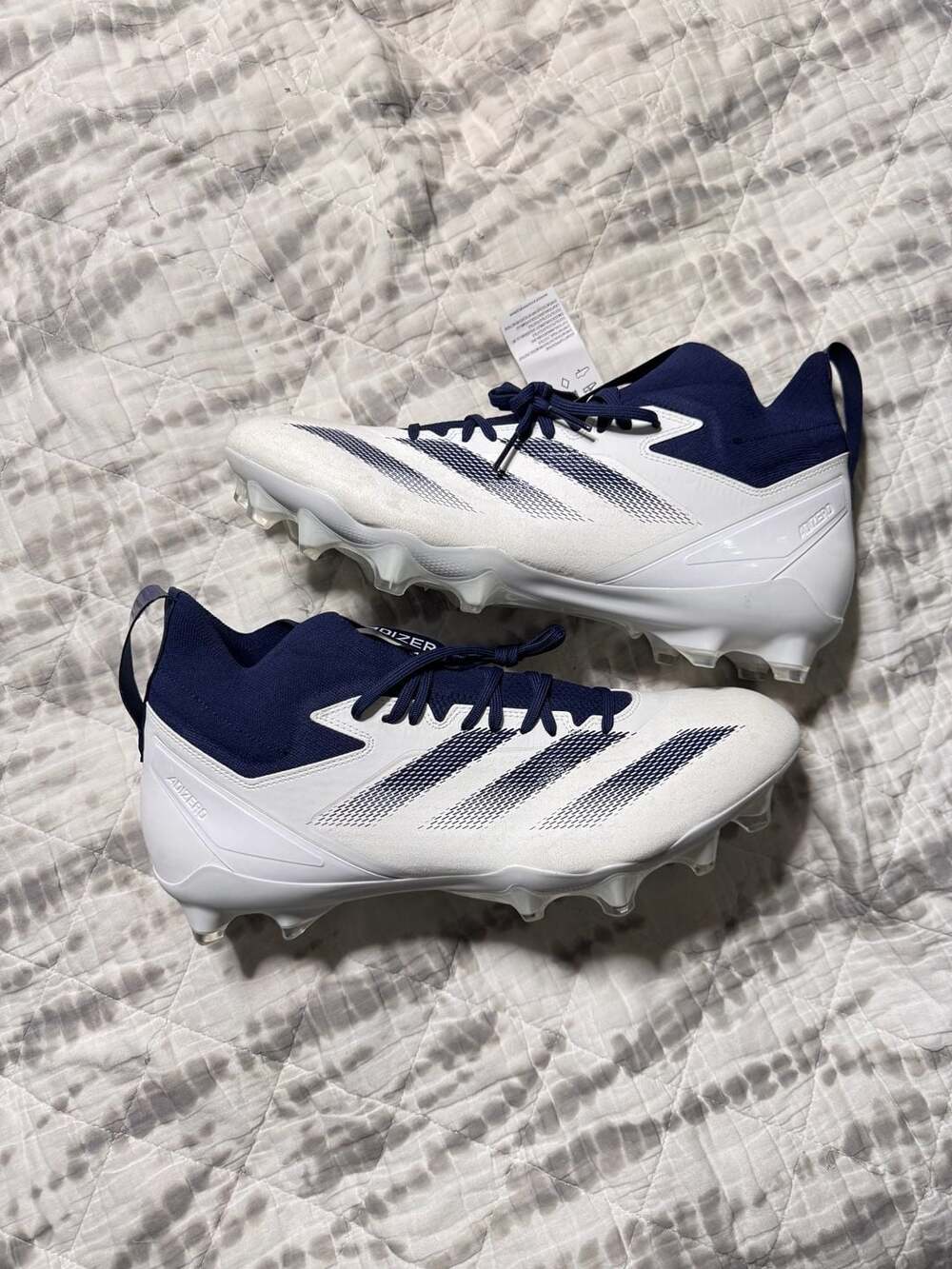 Adidas SM Adizero Impact + Football Cleats White Navy 15 Men’s IH7455